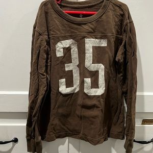 Lands End boys crewneck numbered jersey with ribbed collar and wrist